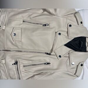 Zara Basic White Leather Jacket